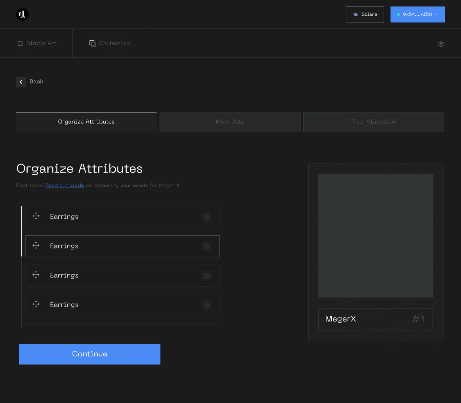 Merger X — organise attributes