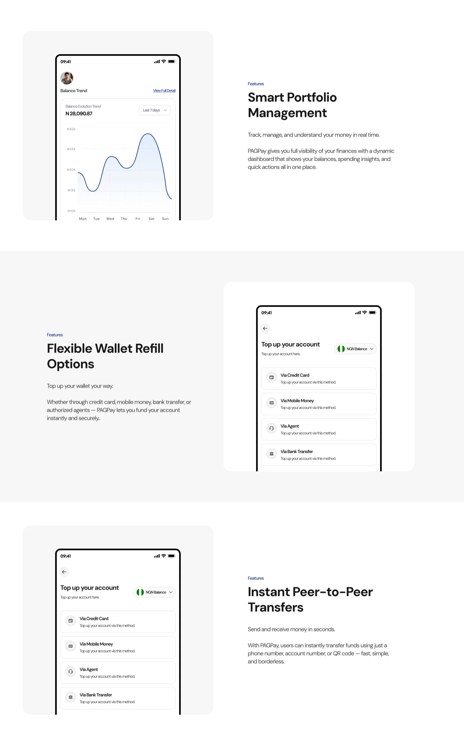 PAGPay website — feature sections